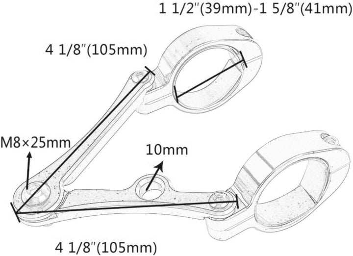Tomantery Gabelrohr Motorrad Scheinwerferhalterung Silber Einstellbar für Motorrad Motorradzubehör(b