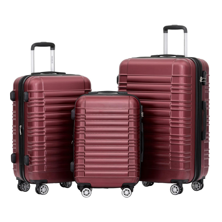 BEIBYE Reisekoffer 2088 Hartschalekoffer Gepäck Koffer Trolley Set, Kofferset in 14 Farben (Weinrot)