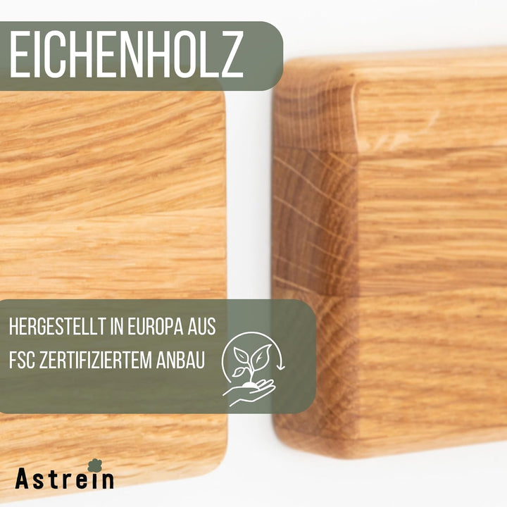 ASTREIN® | Magnetischer Schlüsselhalter | Messerhalter | Wandhalterung aus Holz | Eiche | Umzugsgesc
