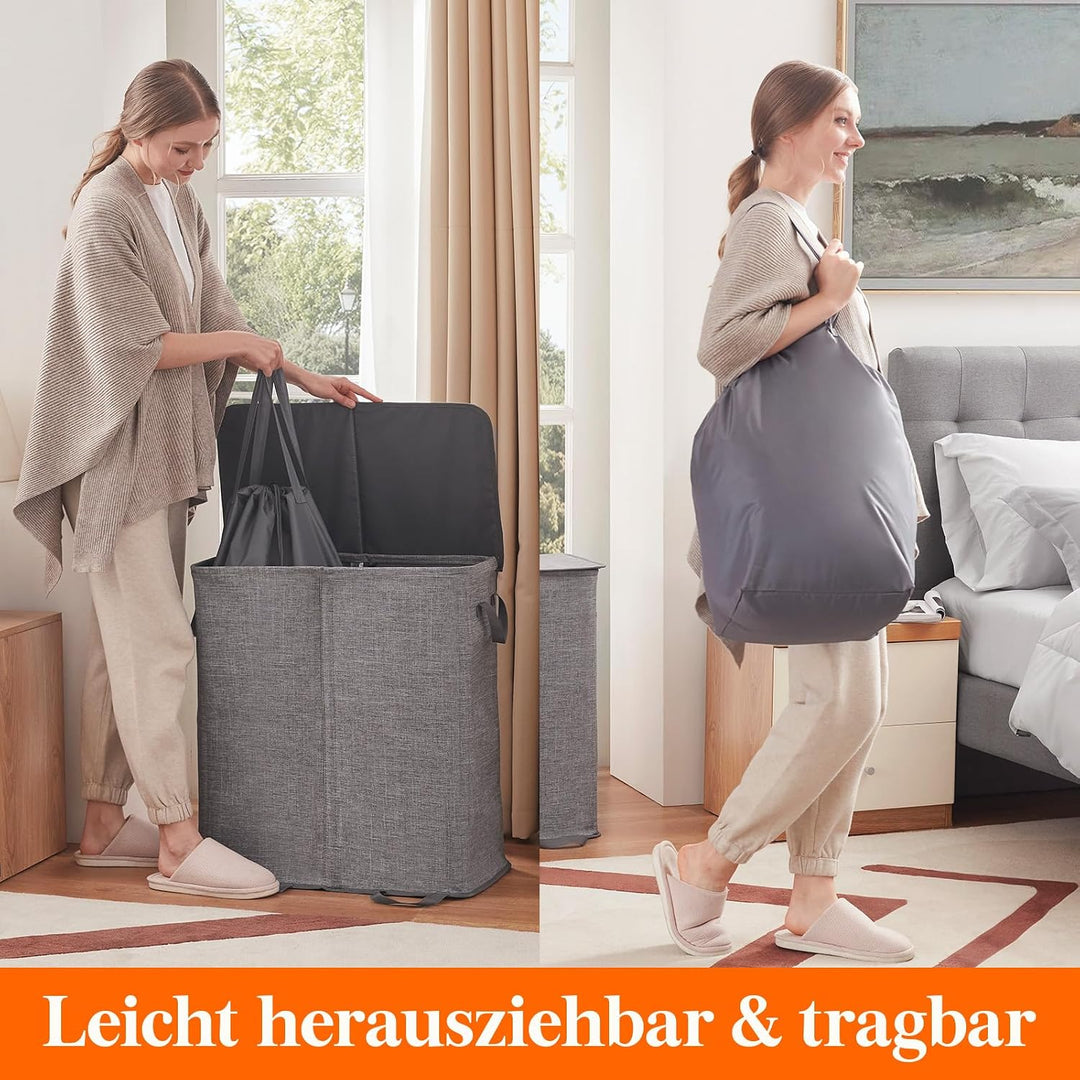 Lifewit 136L Doppelter Pfandflaschen Sammelbehälter mit Deckel und herausnehmbaren Flaschentasche, g