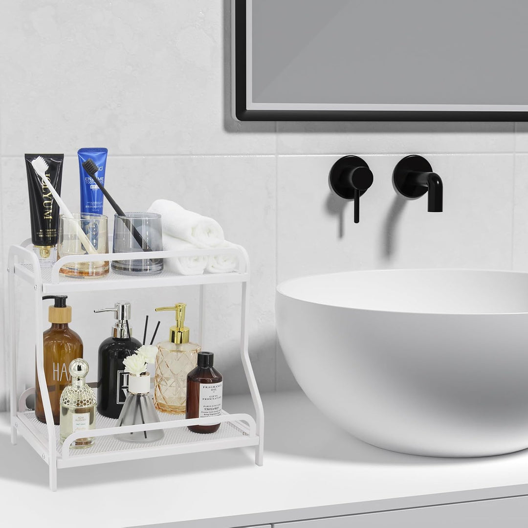 Badezimmer-Organizer mit 2 Ebenen, multifunktional, Make-up-Organizer, Regal und Küchenregal, Aufbew