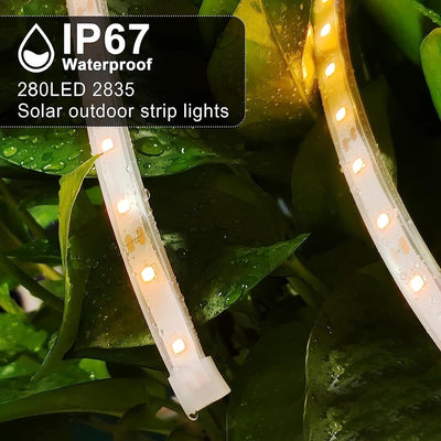 MIWATT 2pcs 10M Solar LED Streifen, warm white LED Strip, Silikonhülle wasserdicht, 560 LEDs, Beleuc