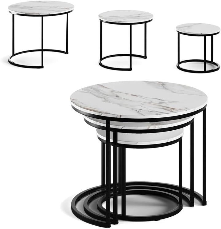 Vicco Couchtisch-Set Montreal, Weiss/Schwarz, 55 x 55 cm 3 Teile, platzsparend klappbar und vielseit
