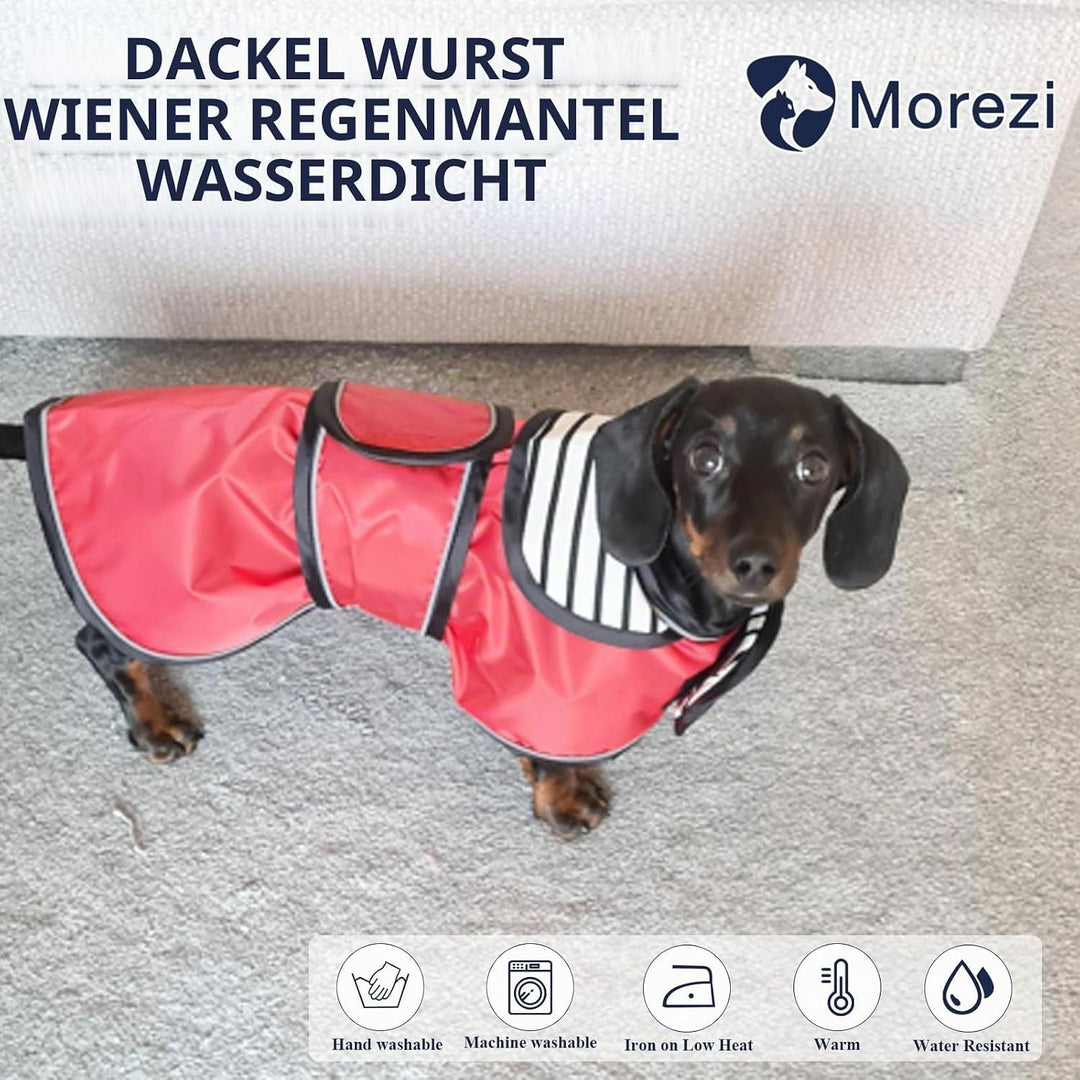 MOREZI Hunderegenmantel mit Reflexstreifen, Regen-/wasserdicht, verstellbare Weste, geeignet für kle