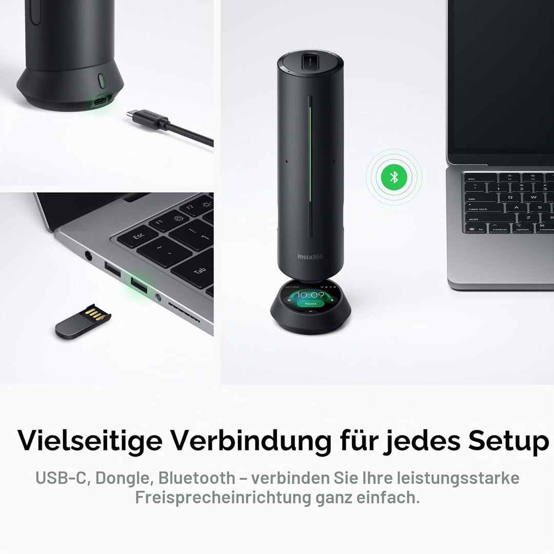 Insta360 Wave Polarweiss - KI-Freisprecheinrichtung, Bluetooth, Sprachrekorder, 8 Noise-Cancelling-B