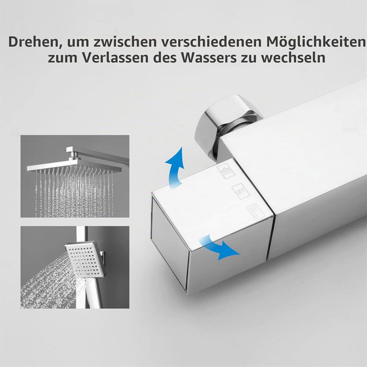 YOOZENA Duschsystem,Duscharmatur Komplettset,Duscharmatur mit Thermostat, Duschkopf mit Schlauch und