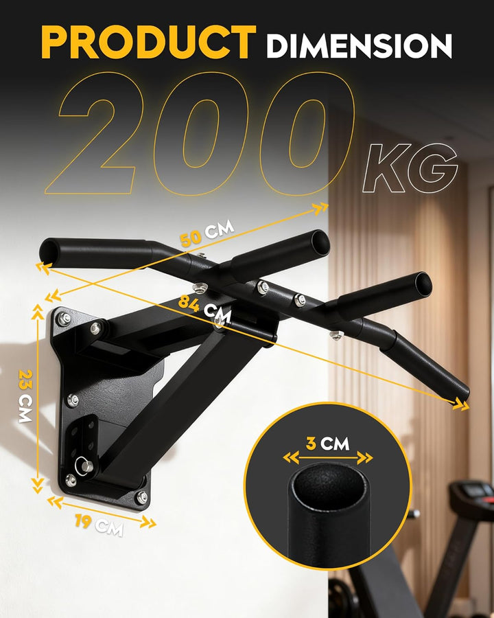 GuuG Klimmzugstange Wand Pull Up Bar: Pullup Wall Wandmontage Verstellbare Klimmzug Stange Multifunk