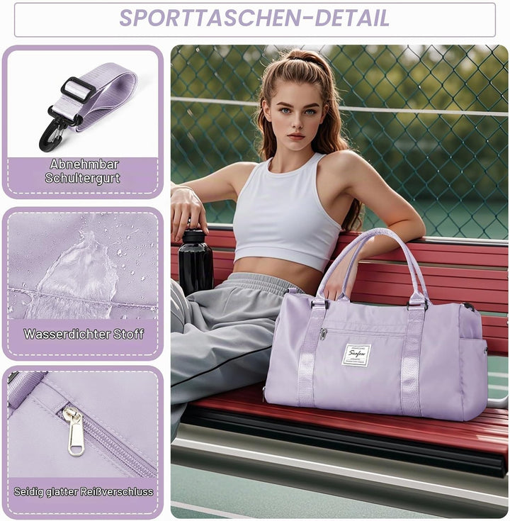 WEPLAN Sport Duffel Bag Damen Herren Sporttasche mit Schuhfach &amp; Nassfach Reisetasche Handgepäck Tas