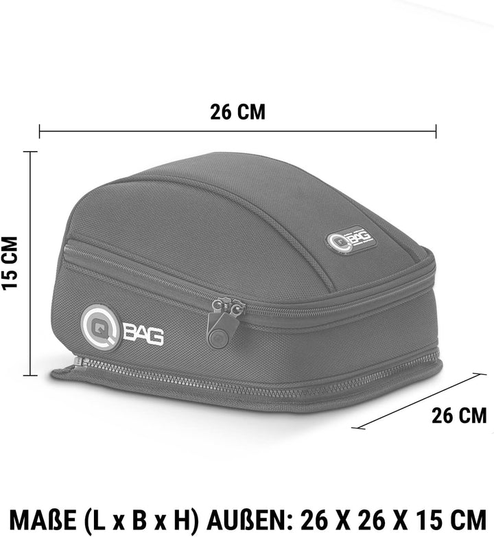 QBag Hecktasche 03 Motorradtasche, Motorradgepäck für Soziussitz/Gepäckträger, 5 Liter Stauraum, lei