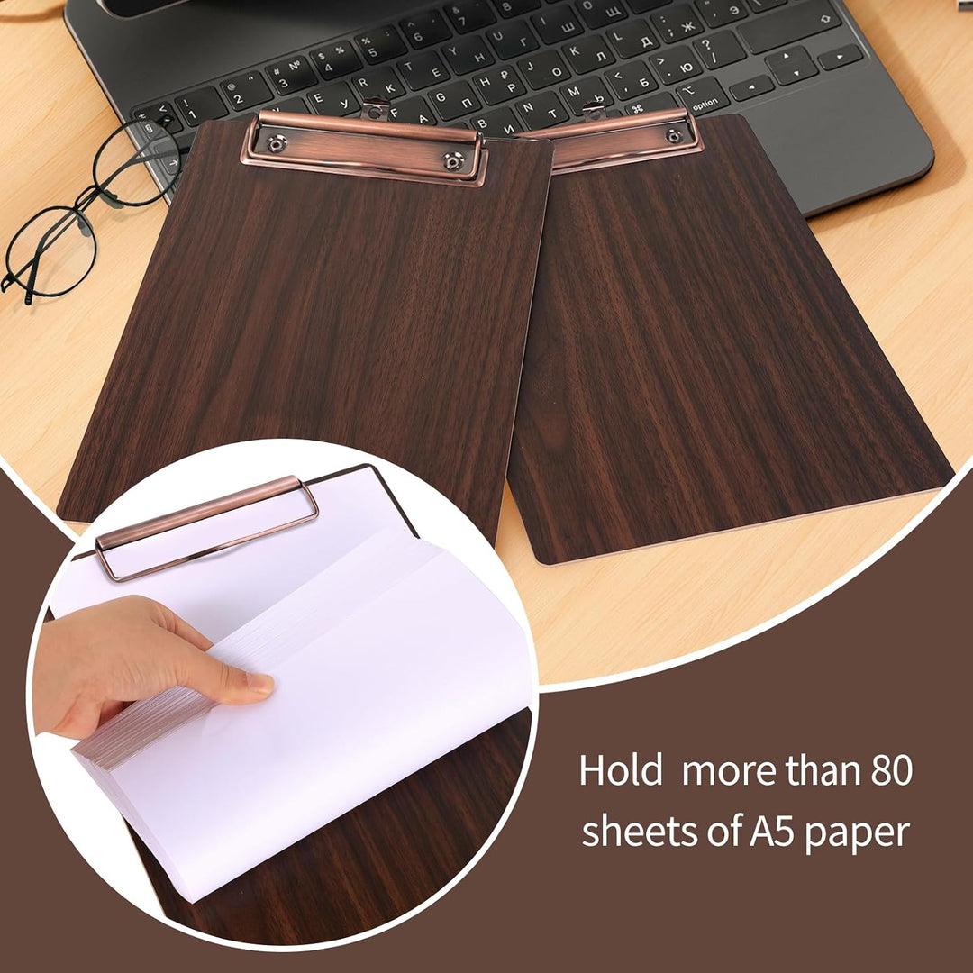 DONGLI (10 Stück) Klemmbrett A5 Holz,Klemmbretter mit Metalklemme und Aufhängeose, Clipboard Schreib
