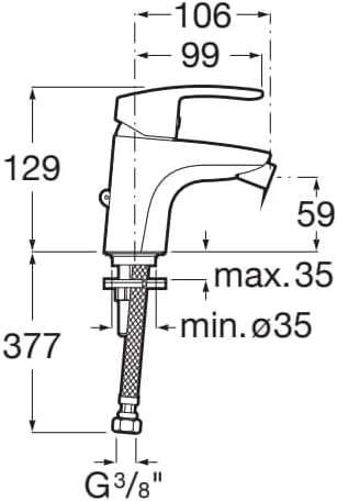 Einhebelmischer für Bidet mit versenkbarer Kette von Roca A5A6198C00