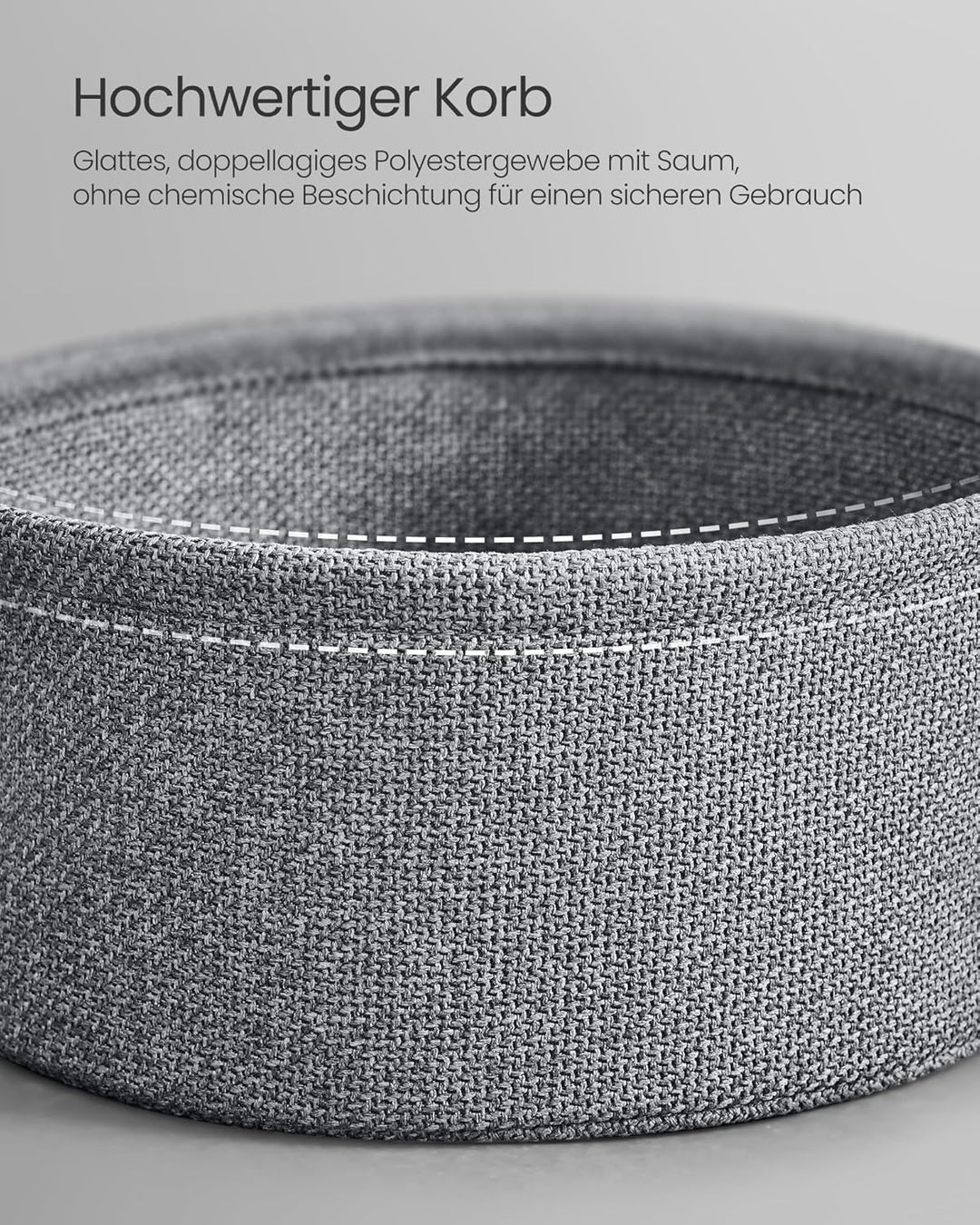 VASAGLE Beistelltisch rund, Kleiner Tisch, Couchtisch klein, Wohnzimmertisch, Korb aus Stoff, Staura