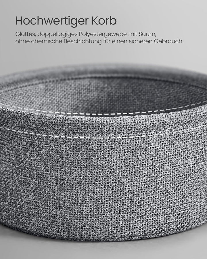 VASAGLE Beistelltisch rund, Kleiner Tisch, Couchtisch klein, Wohnzimmertisch, Korb aus Stoff, Staura