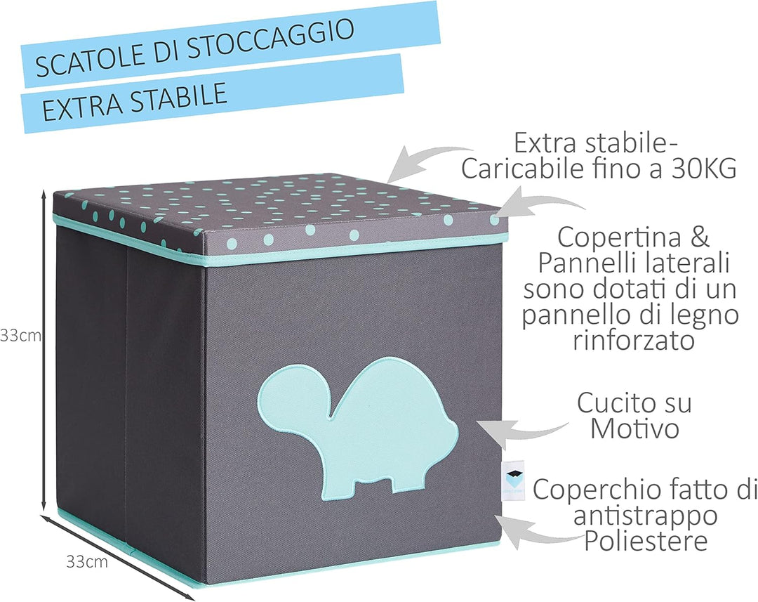 LOVE IT STORE IT Aufbewahrungsbox mit Deckel - Kallax Boxen aus Stoff - Verstärkt mit Holz -Quadrati