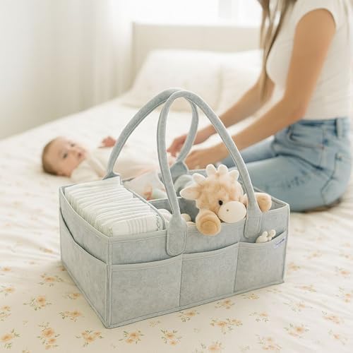 PUTSKA Baby Diaper Caddy Organizer Nursery Basket - A Baby basket gift registry for baby shower list