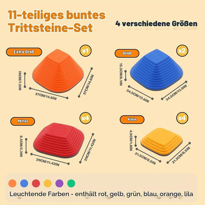11 Stück Balanciersteine für Kinder, Sensorisches Spielzeug für drinnen und draussen, Abenteuer Bala