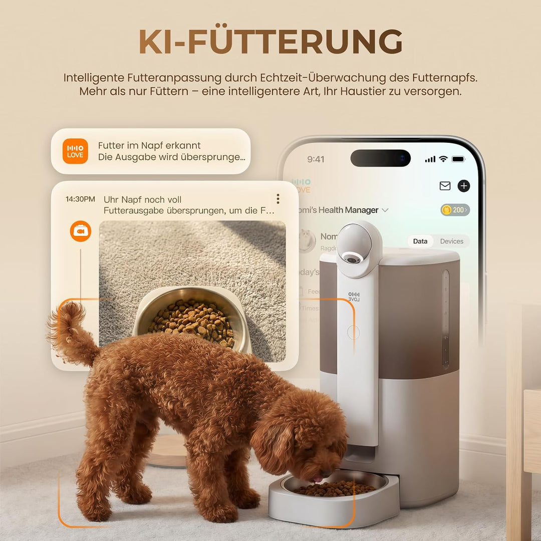 HHOGENE 5L Futterautomat Katze mit Kamera &amp; 1080P Nachtvision, automatischer Katzenfutterautomat KI-