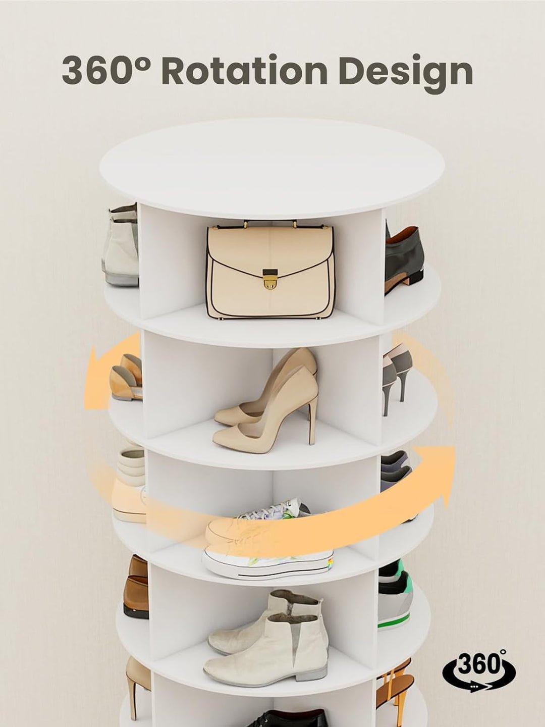 7 Tier Drehbarer Schuhregal 360° drehbares Display weisser Lazy Susan-Organizer Spining Shoe Rack To