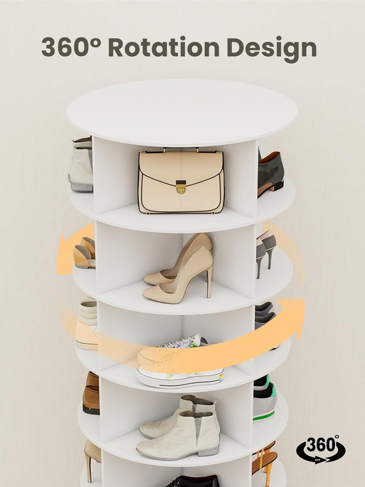 7 Tier Drehbarer Schuhregal 360° drehbares Display weisser Lazy Susan-Organizer Spining Shoe Rack To