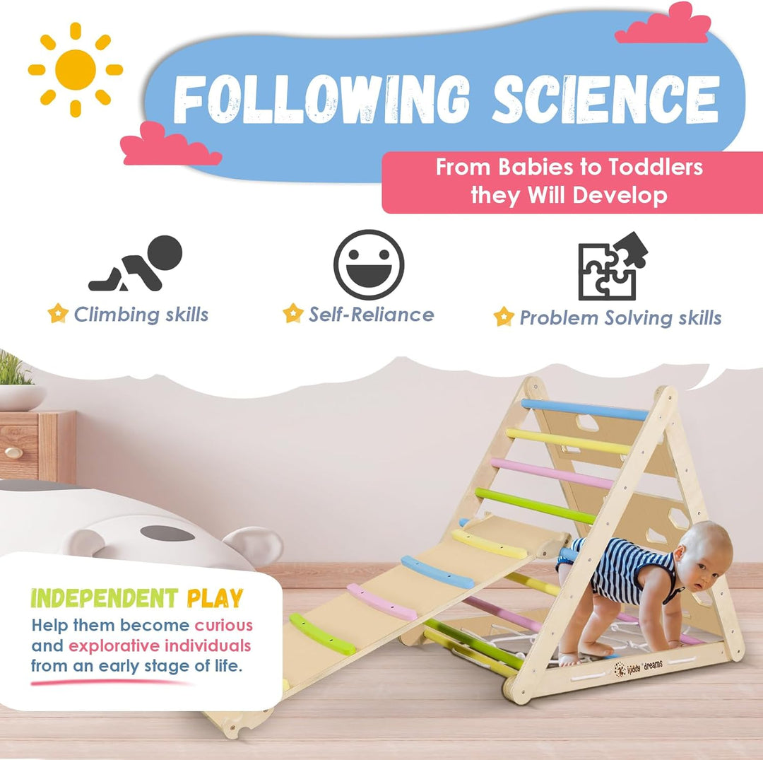 CCLIFE Kletterdreieck mit Rutsche ab 1 Jahr 5 in1 Montessori Klettergerüst Indoor Pikler Dreieck Kin