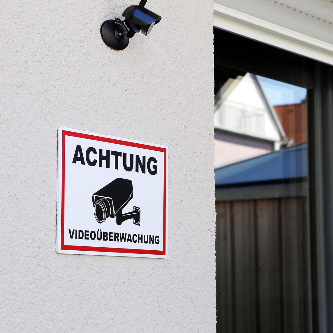 3 Stück XXL Achtung Videoüberwachung Schild 40 x 30 cm aus stabiler PVC Hartschaumplatte 5mm dieser