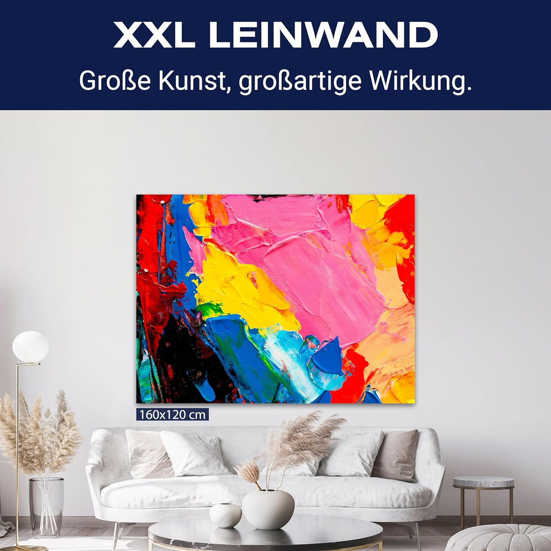 wandmotiv24 Leinwandbild Malerei, 100x75cm, Querformat, Bunt, Abstrakt, Deko, Bilder auf Leinwand, W
