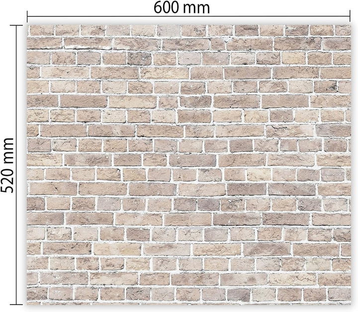 SmartDecoration Herdabdeckplatte Ceranfeldabdeckung aus Glas 60x52 cm Einteilig Motiv "Ziegel" Beige