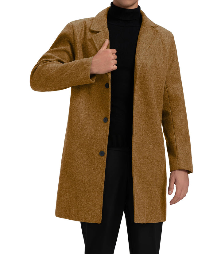 GLESTORE Mantel Herren Wintermantel Lang Trenchcoat Herrenmantel Winter Coat Men L Khaki, L Khaki