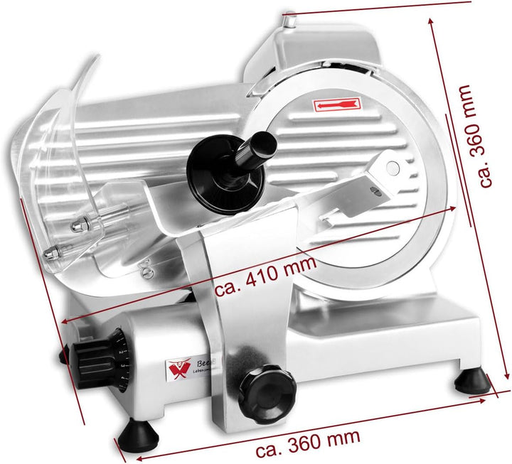 Beeketal 'Profi 220' Aufschnittmaschine mit Ø 220 mm Spezialmesser (glatte Schneide), Schnittstärke