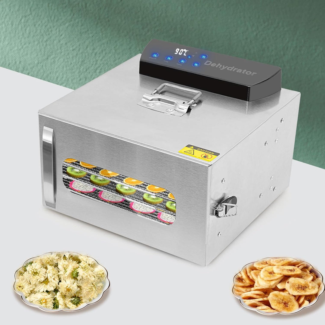 Dörrautomat Edelstahl Lebensmitteltrockner 400W 6 Ebenen 28x20cm Touchpanel Einstellbar Temperatur 3