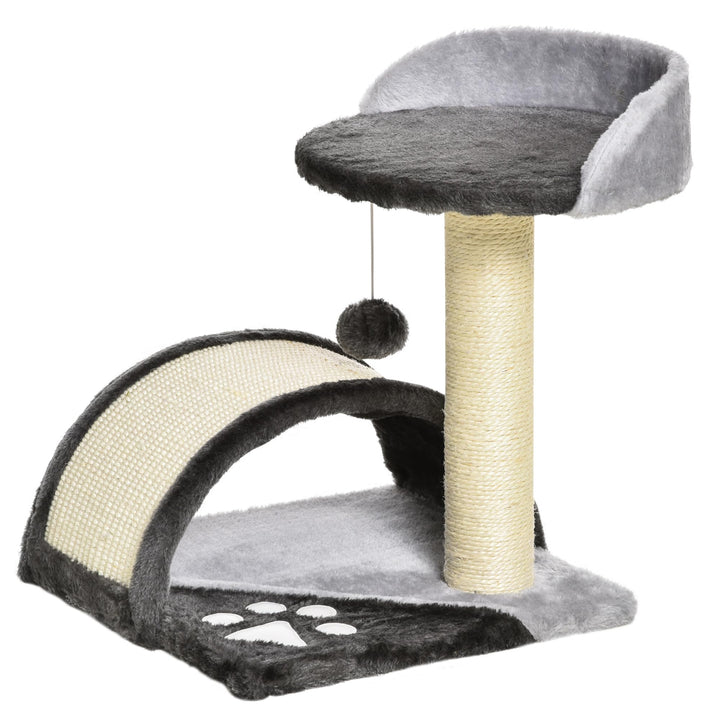 PawHut Kratzbaum 46 cm Kleiner Katzenturm mit Höhle, Spielball, Sisal-Seil, erhöhter Plattform, Katz