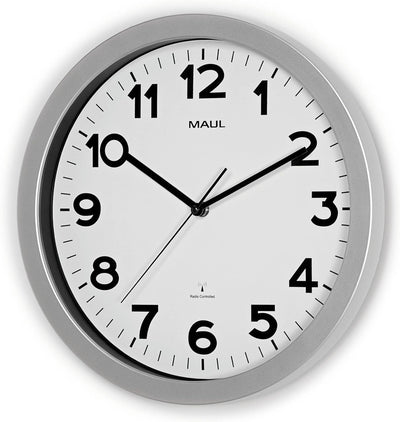 Maul Wanduhr MAULstep Ø 35 cm | Funkuhr mit automatischer Zeiteinstellung | ideal für Wohnzimmer, Sc
