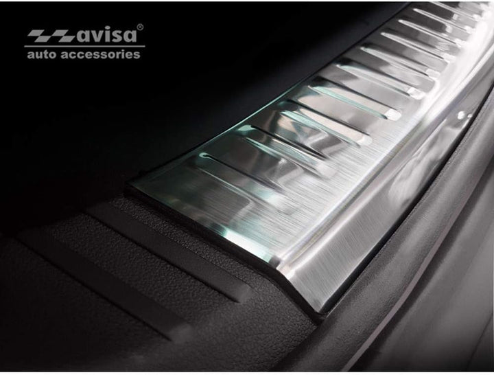 Edelstahl Innere Heckstossstangenschutz kompatibel mit Skoda Kodiaq 2017-2021 & FL 2021- 'Ribs'