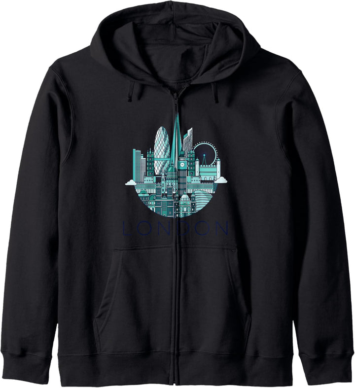 London England Skyline T Shirt, I Love London Vibes, London Kapuzenjacke
