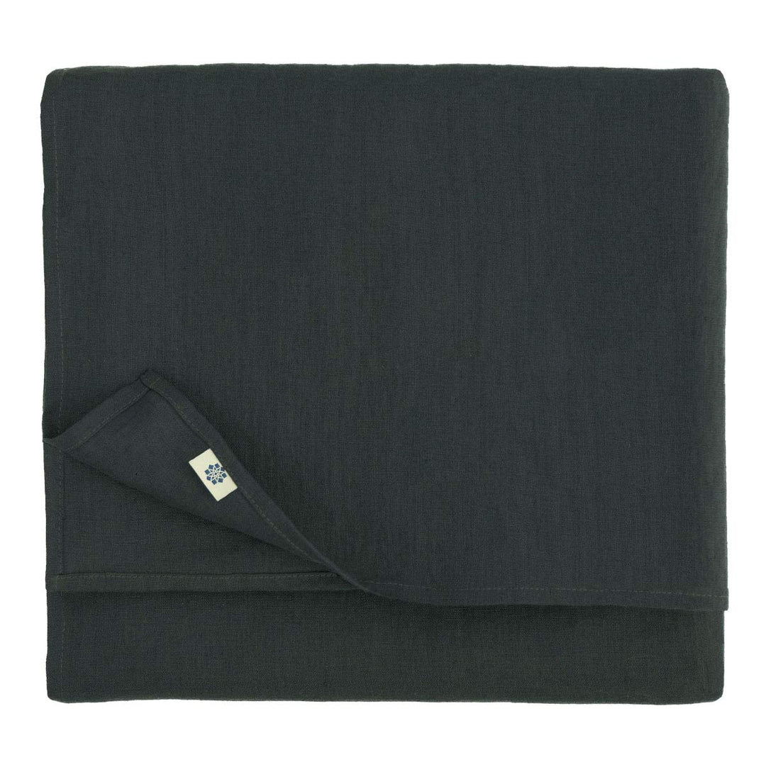 Linen &amp; Cotton Tischdecke Stoff Tischtuch Tischwäsche Hygge -100% Leinen, Schwarz (100 x 140 cm) Mit