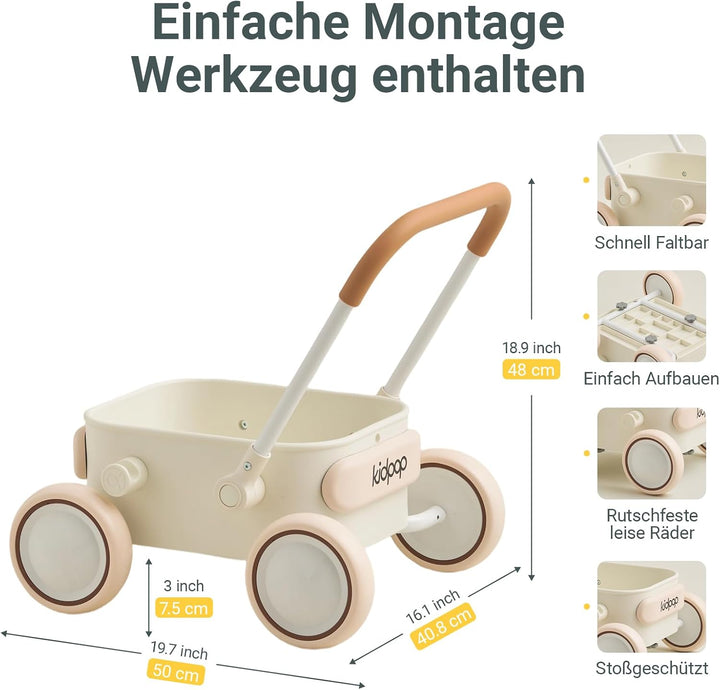 Kidpop PULA 2-in-1 Baby Lauflernwagen, Indoor und Outdoor Baby Spielzeug, Multifunktionale Lauflernh