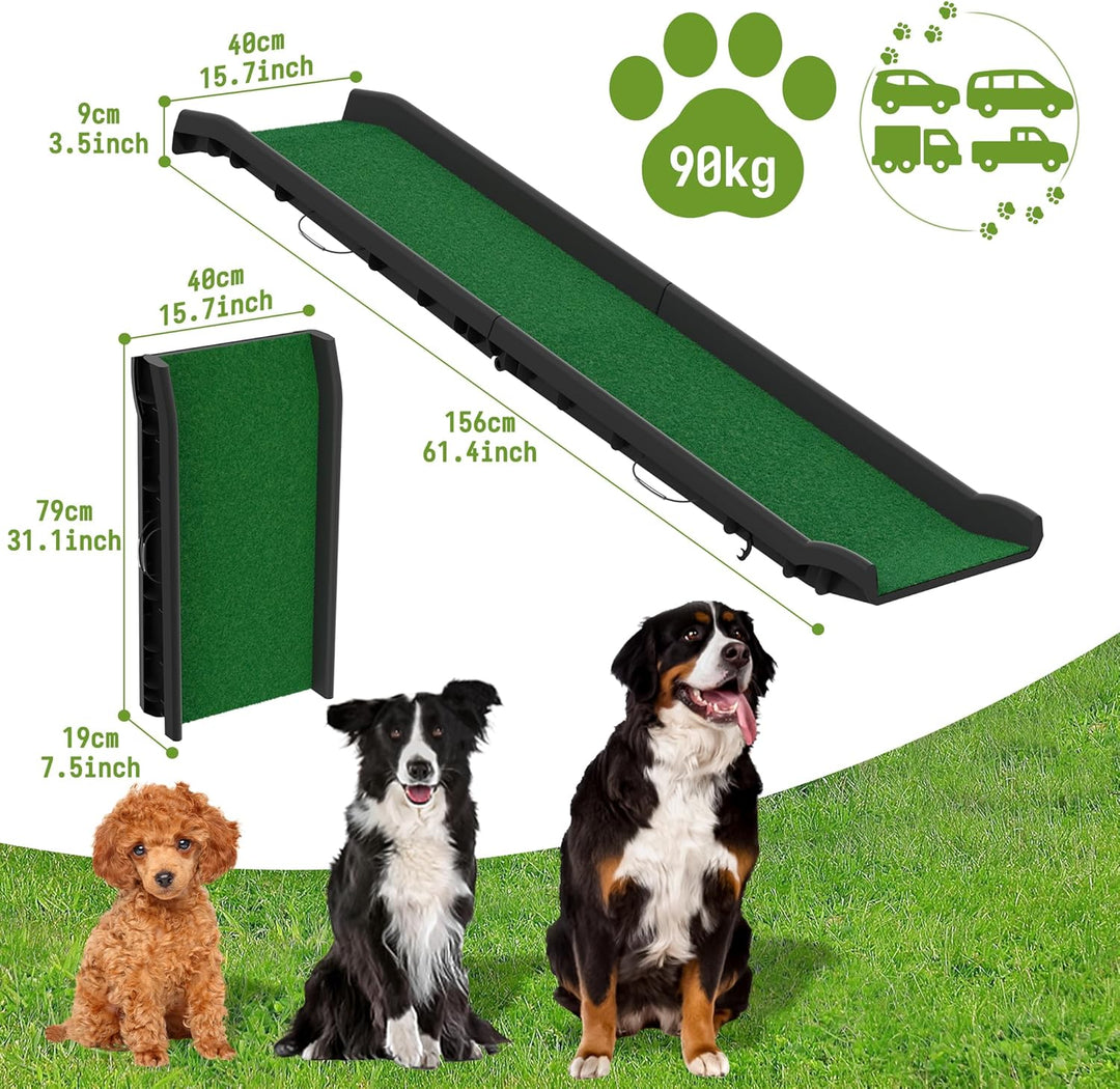 NAIZY Hunderampe 156cm Klappbare Hundetreppe Ramp mit Anti-Rutsch Matten Haustierrampe Kunststoff Ko
