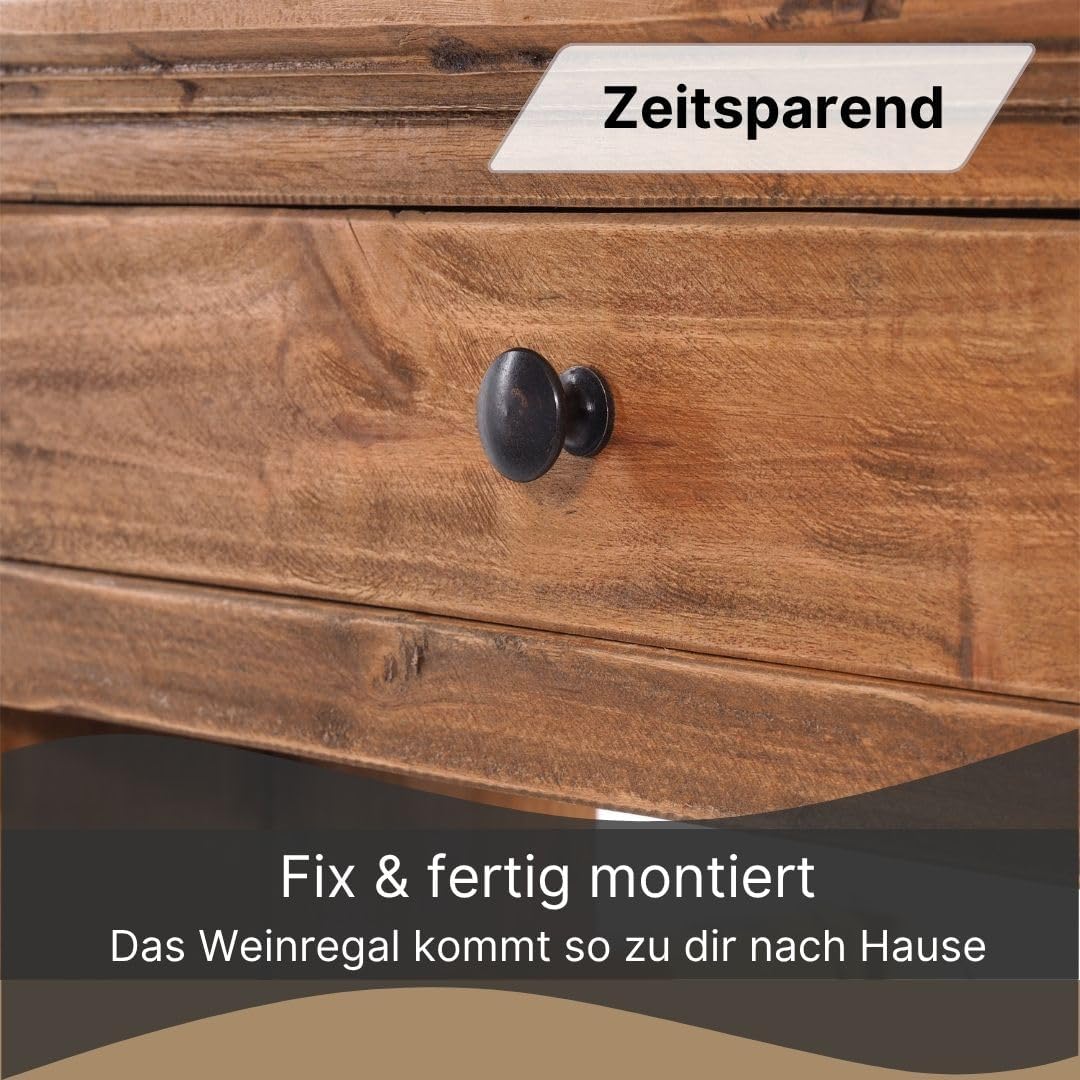 DESIGN DELIGHTS rustikales WEINREGAL Cortez 85 | 85x55cm(HxB) Massivholz | Flaschenregal, Weinflasch