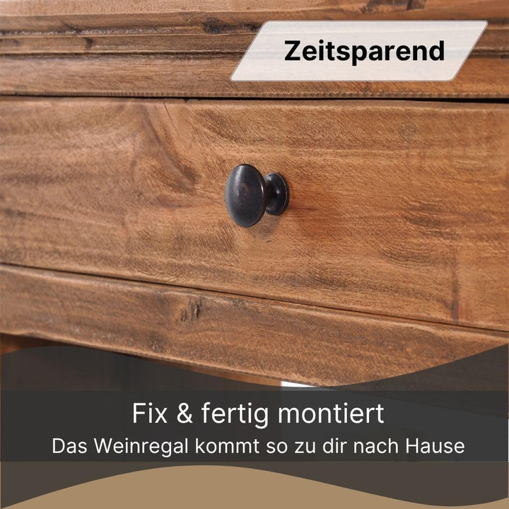 DESIGN DELIGHTS rustikales WEINREGAL Cortez 85 | 85x55cm(HxB) Massivholz | Flaschenregal, Weinflasch