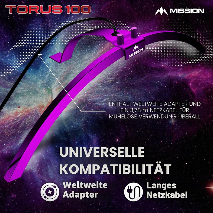 Mission Darts TOR100 Torus 100 | Dartscheibe LED klappbar tragbar Dartscheibe Reise Beleuchtungssyst