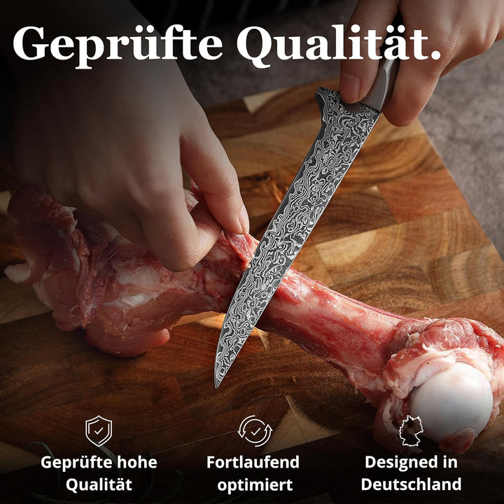 zayiko Black Edition Damastmesser Ausbeinmesser | Scharfe 14 cm Klinge aus 67 Lagen edlem dunklen Da
