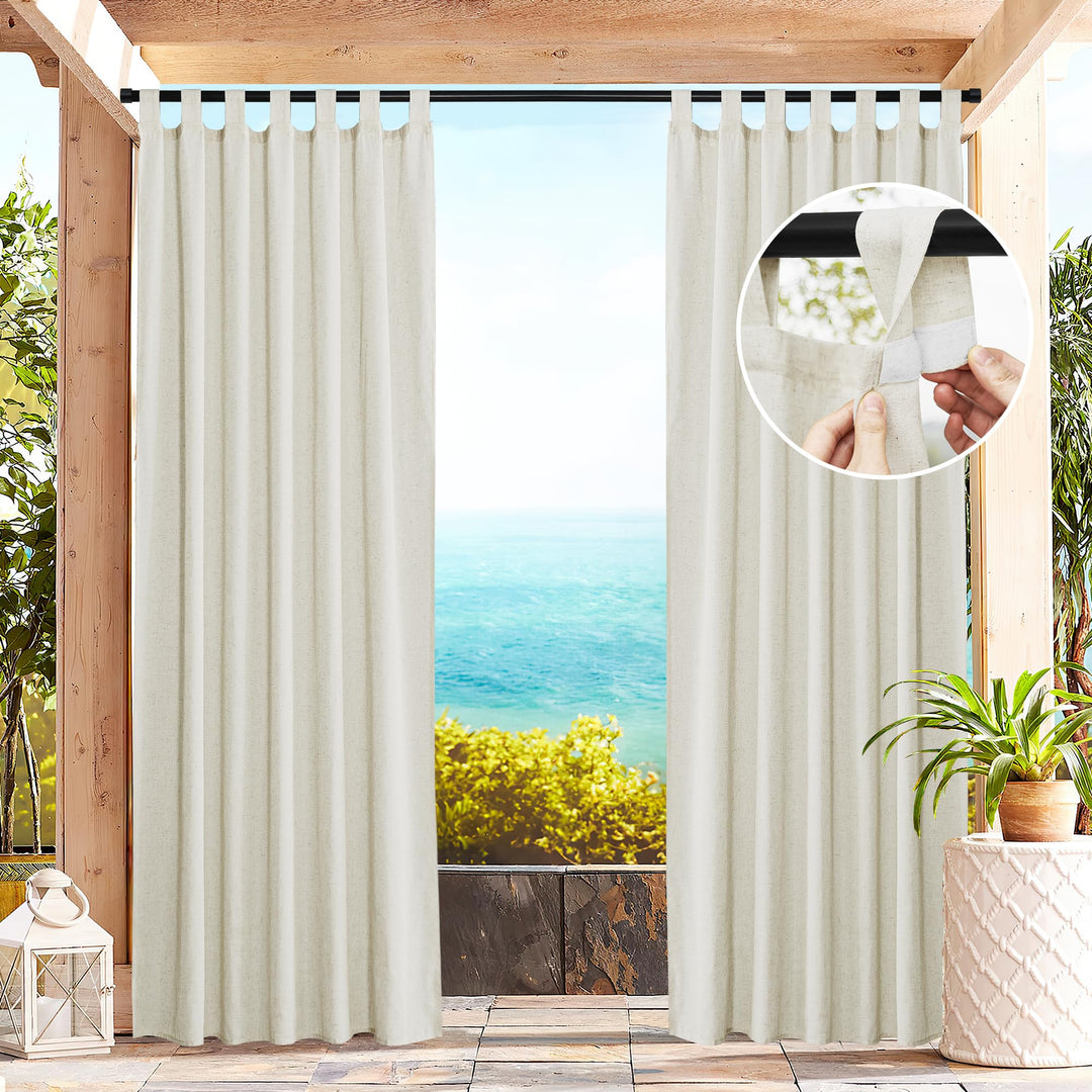 PONY DANCE Outdoorvorhänge mit Klettverschluss 2er Set H 213 x B 140 cm Terrasse Vorhänge Wasserdich