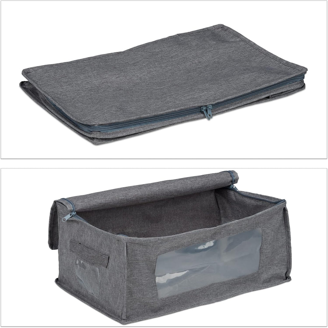 Relaxdays Aufbewahrungstasche, 3er Set, faltbar, mit Reissverschluss, Kleidung, Unterbett, Stoff, HB