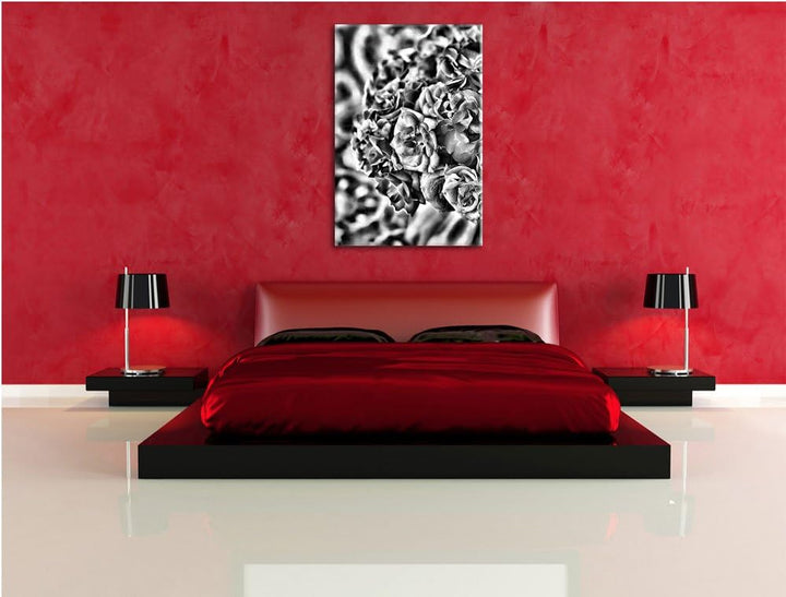 Pixxprint Pinker Rosenstrauss als Leinwandbild/Grösse: 100x70 cm/Wandbild/Kunstdruck/fertig bespannt