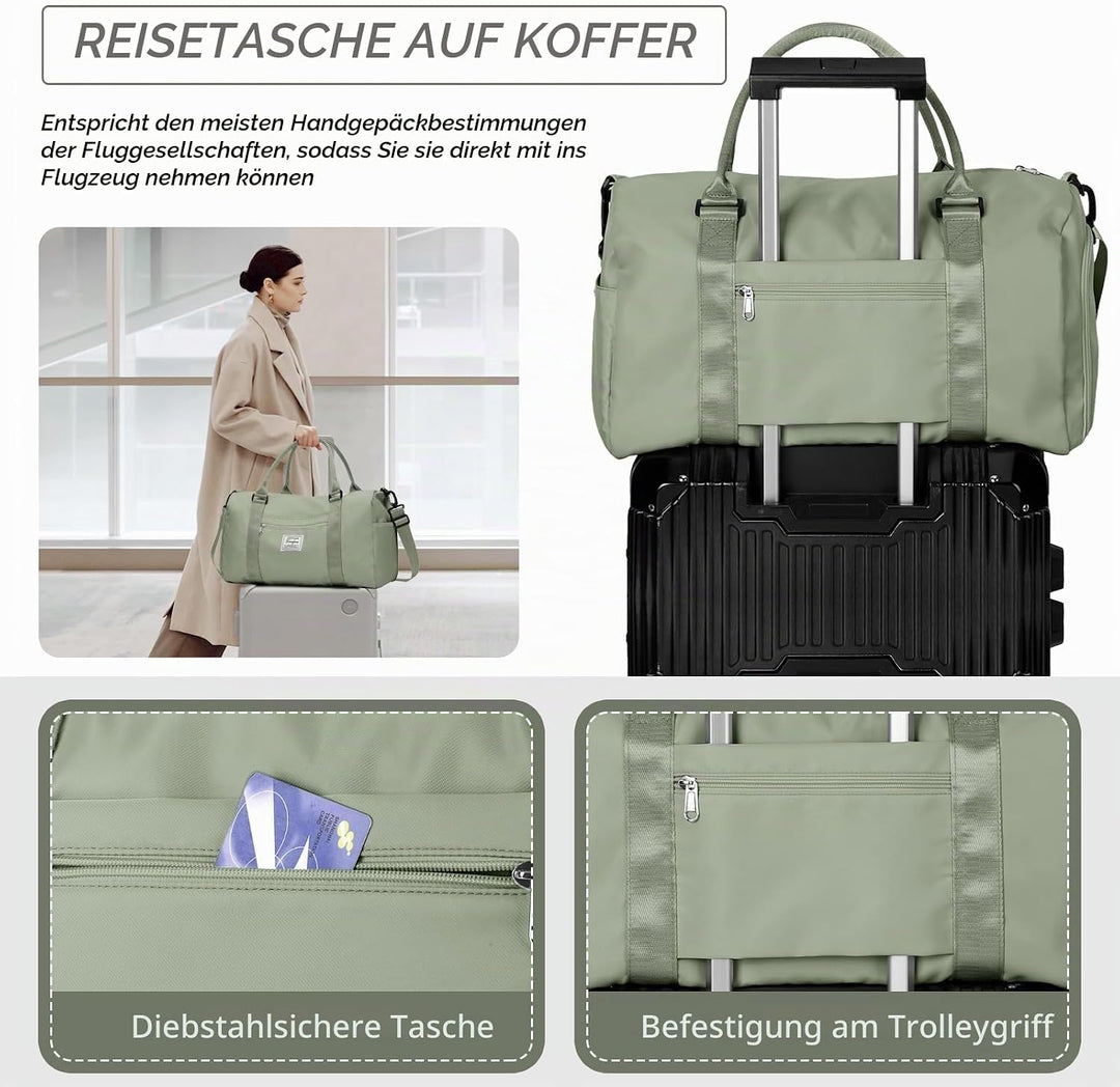 HYC00 Sport Duffel Bag Damen Handgepäck Sporttasche für Damen und Herren mit Nassfach &amp; Schuhfach, R