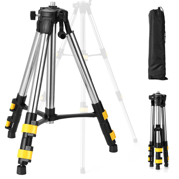 Baustativ für Laser und Nivelliergeräte, 5/8" Gewinde Schnittstelle mit 1/4" Adapter, Edelstahl Trip
