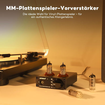 AIYIMA T3 Röhren HiFi MM Phono Vorverstärker für Plattenspieler-Vorverstärker mit Gain-Stereo-Audio