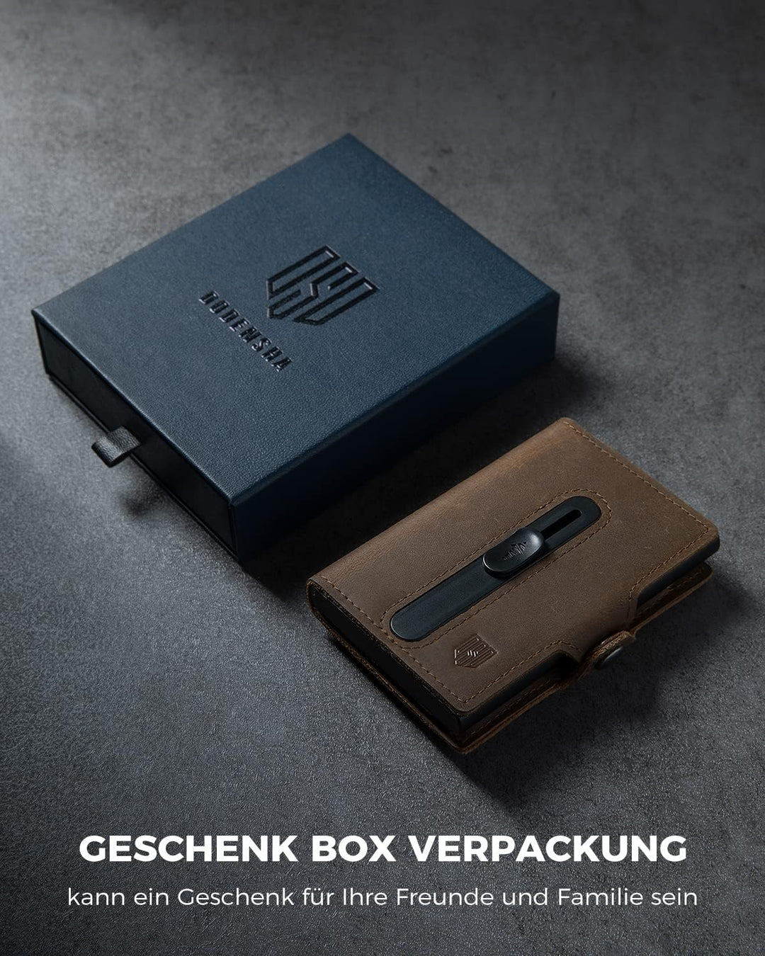 DODENSHA Airtag Kartenetui RFID Schutz Herren Geldbörse | POP UP Slim Wallet mit Münzfach | kleine K
