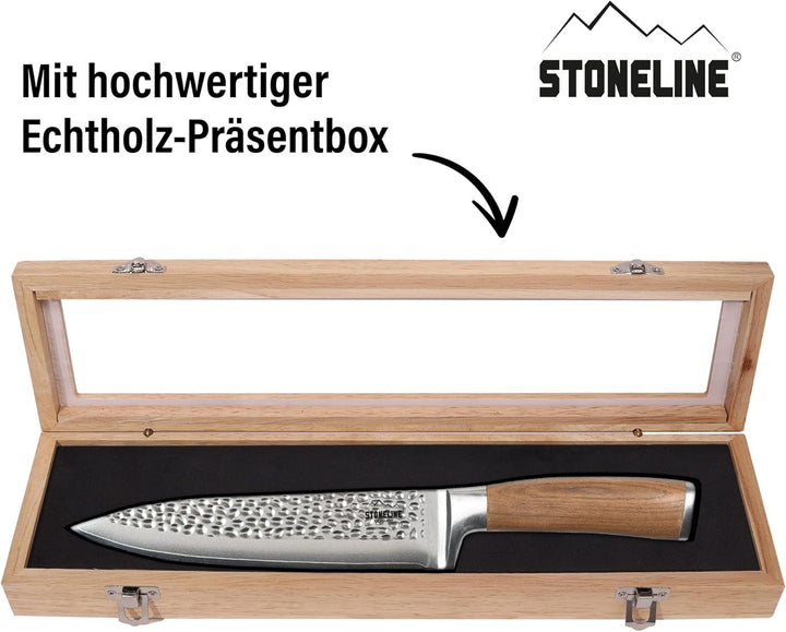 STONELINE Hammerschlag Damastmesser Kochmesser extrem scharfe 20 cm Klinge aus 67 Lagen, Damast Prof