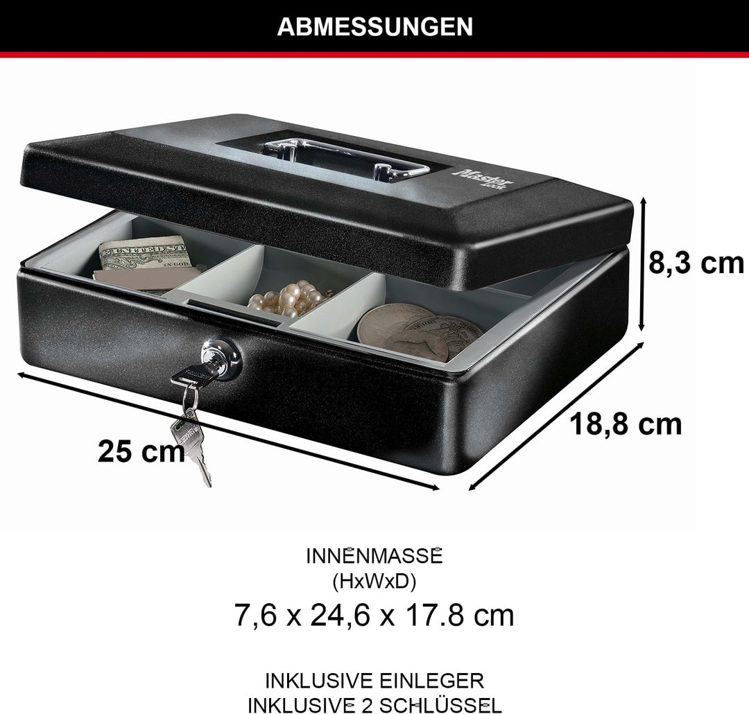 MASTER LOCK Geldkassette [Schlüssel] [Tragegriff] [Münzbrett] CB-10ML - Sichern und Organisieren Gel